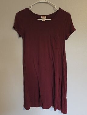 Mossimo Supply Co. Short Sleeve Skater Dress - Burgundy